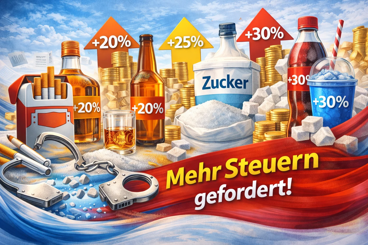 Mehr Steuern auf Tabak, Zucker und Alkohol